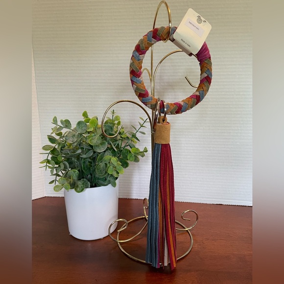 Keychain. Multi Color Leather Key Ring Bracelet With Tassels. NWT - Picture 2 of 6